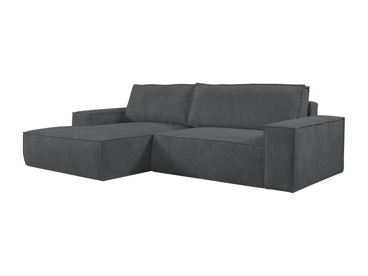 ECKSOFA mit Schlaffunktion - Ecke Links - Cord - Anthrazit - AMELIA - Anthrazit, Textil (167/267cm) - Vente-Unique