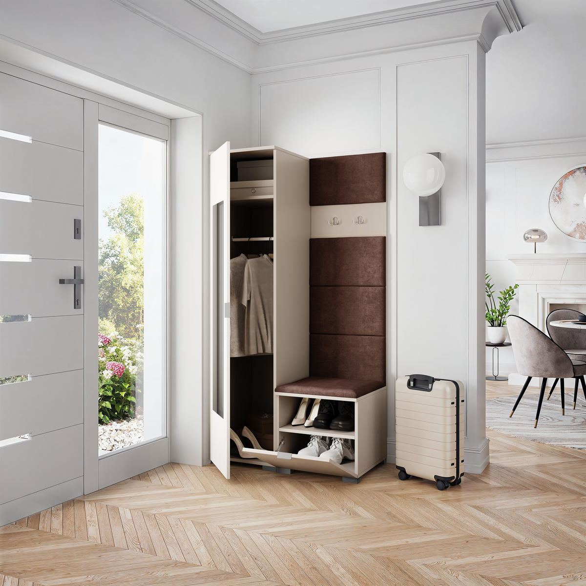 GARDEROBENSCHRANK VIRA 95/181/51 cm Modern Garderobe-Set Kaschmir - Kaschmir/Braun, Holzwerkstoff (95/181/51cm) - MASSENO