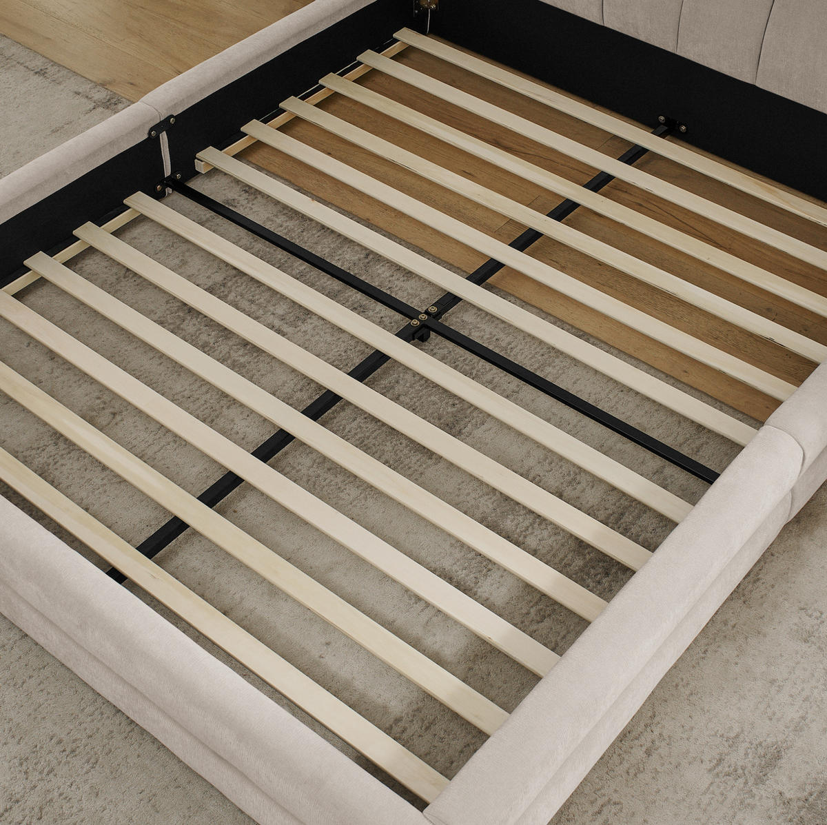 BETTGESTELL minimalistisch 160x200 cm Chenille Beige - Beige, Holz (160/200cm) - Meubliv