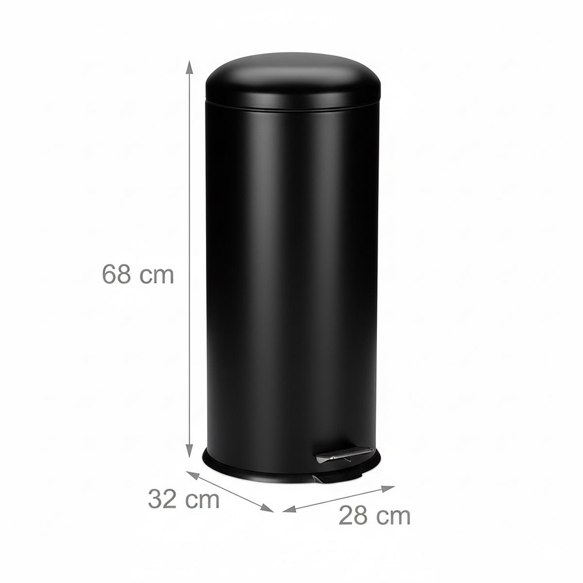 KOŠ na odpad - čierna, kov/plast (33/68/29cm) - Relaxdays