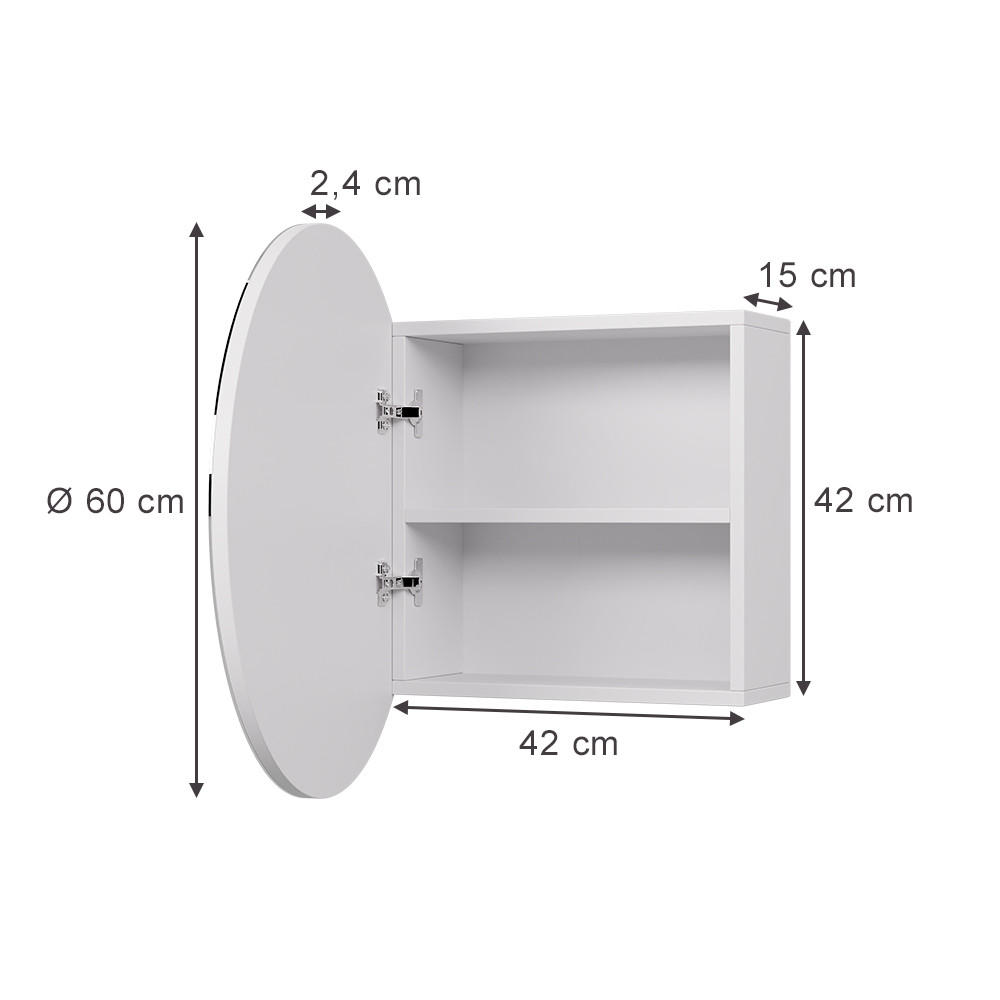 BADSPIEGELSCHRANK Loki Weiß 60 x 60 cm mit 2 Fächern - Weiß, Holzwerkstoff (60/60/17.4cm) - Vicco