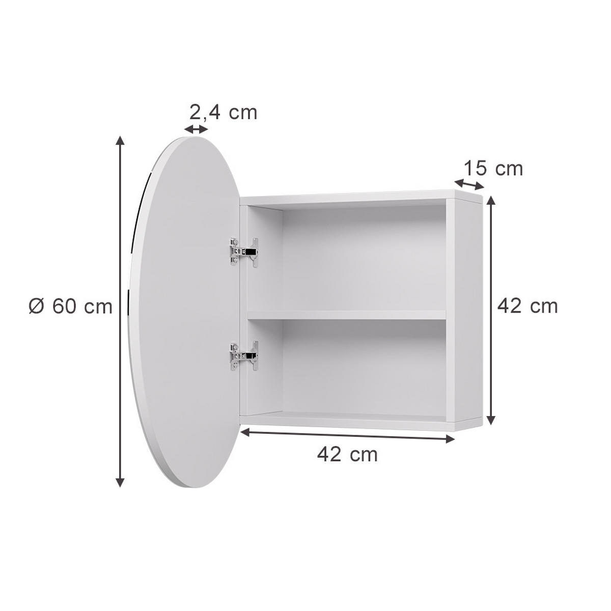 BADSPIEGELSCHRANK Loki Weiß 60 x 60 cm mit 2 Fächern - Weiß, Holzwerkstoff (60/60/17.4cm) - Vicco