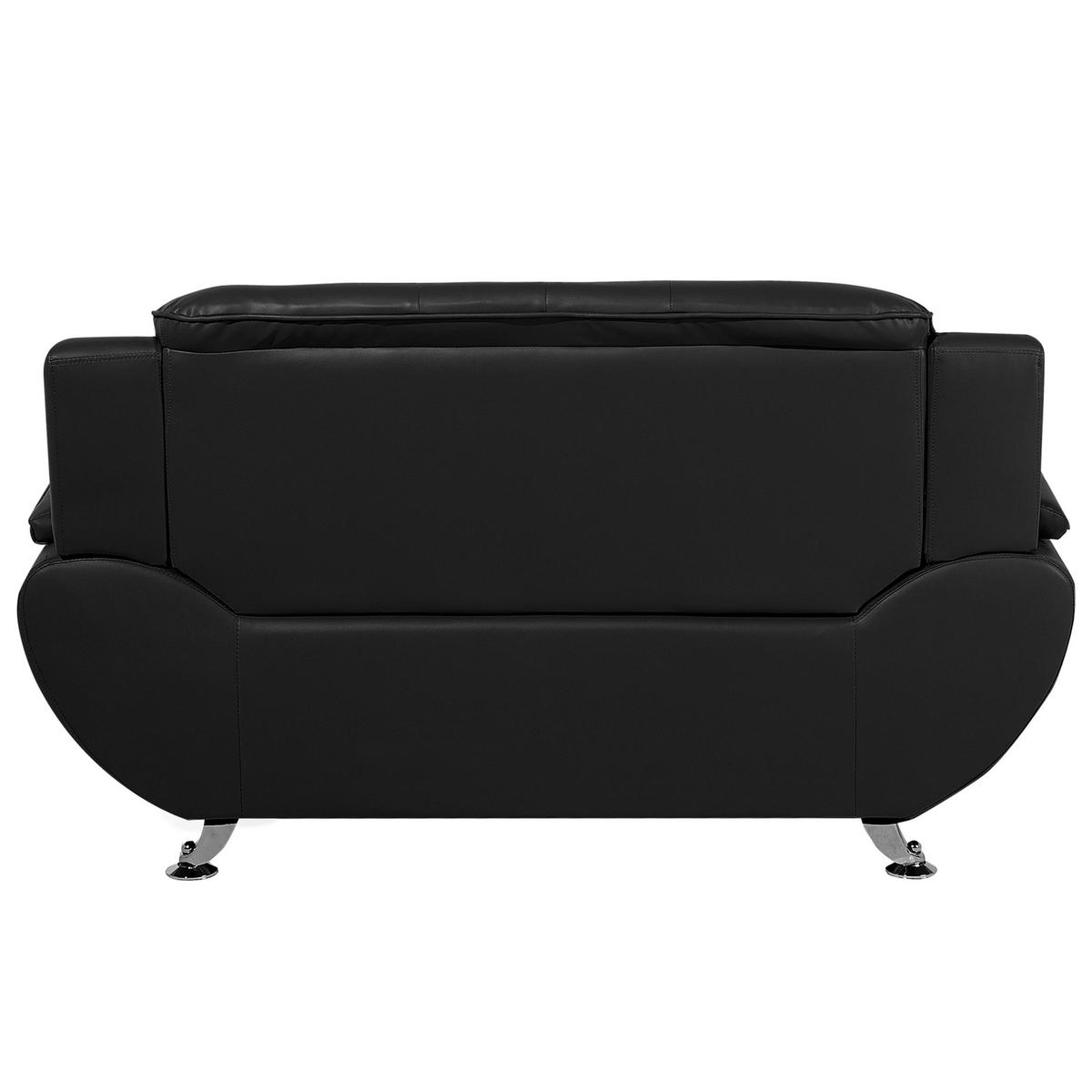 2-SITZER-SOFA Kunstleder Schwarz Leira - Schwarz, Kunststoff/Textil (155/88/86cm) - Beliani