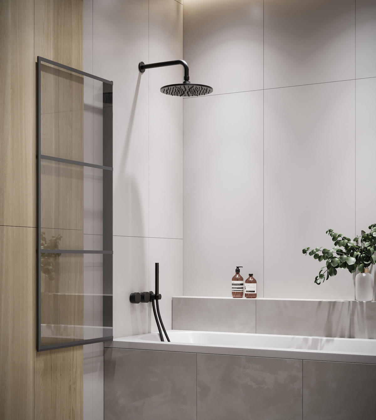 BADEWANNE Berkan 1 Teil cm Schwarz - 60 x 140 cm - Schwarz, Glas (60/140cm) - Badplaats