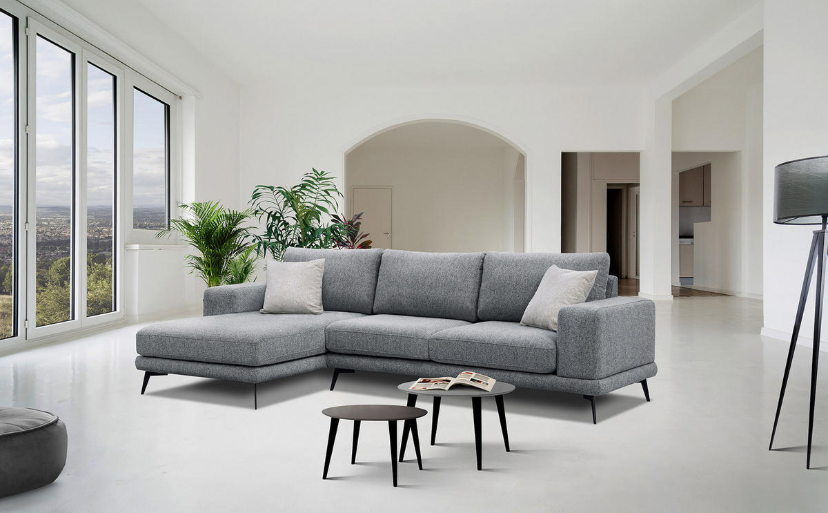 ECKSOFA MEDIOLANE 5-Sitzer, grau - Grau, Holzwerkstoff/Textil (158/282cm) - Courtois Laville