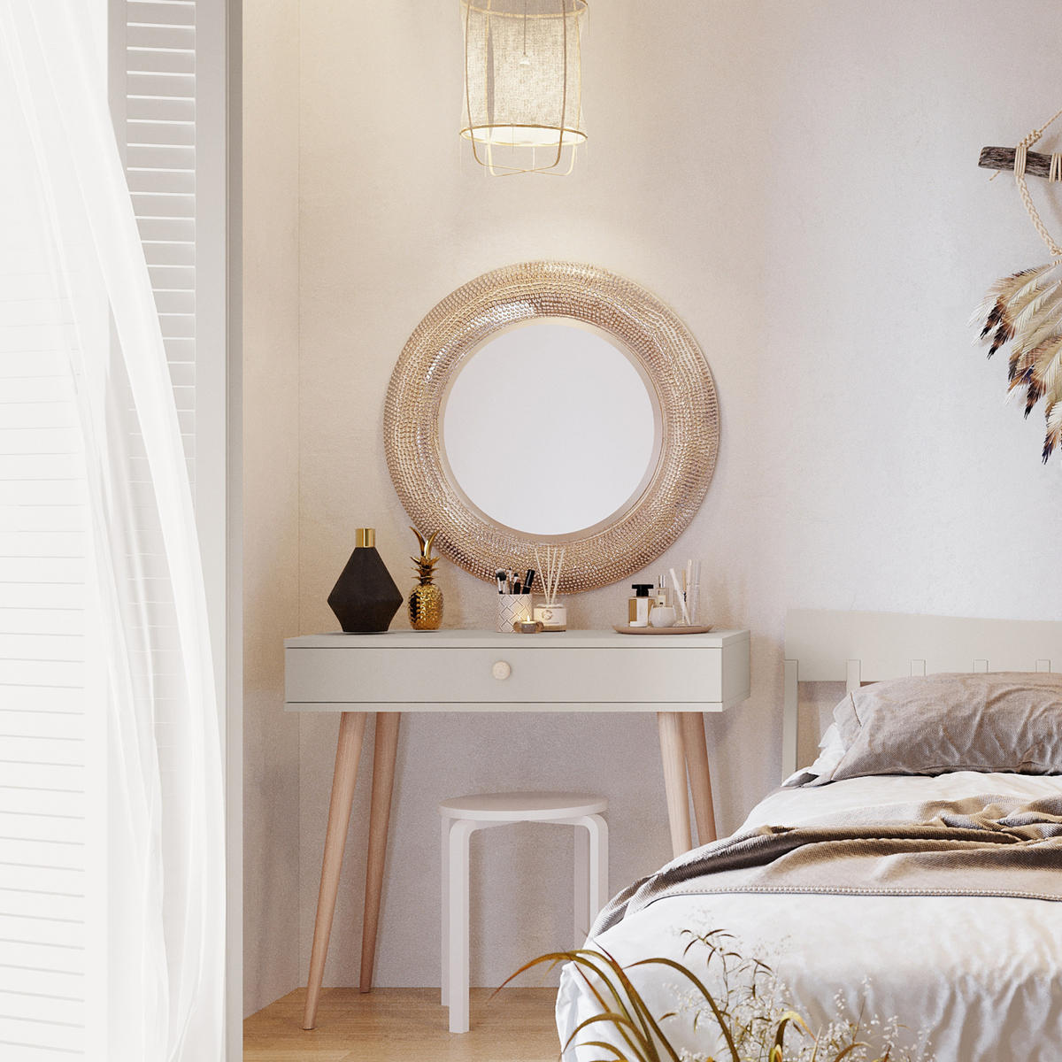 KONSOLE NATURA, 90 cm, Kaschmir, mit 1 Schublade - Kaschmir, Holz (90/80/31cm) - Excellent Home