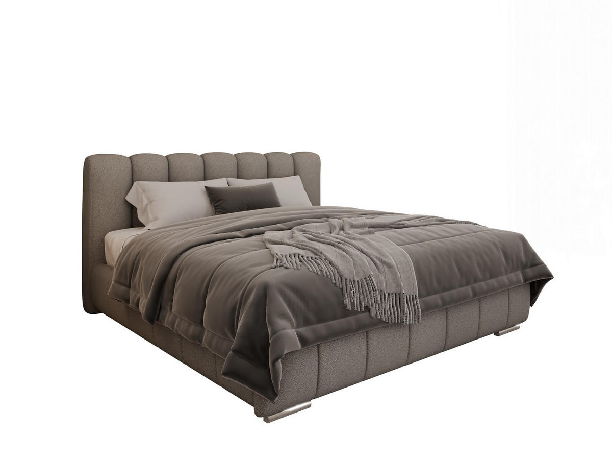 POLSTERBETT Zaira 180x200cm – Elegantes Polsterbett für modernen Wohnstil , Taschenfederkernmatratze Pocket KOKOS (20cm), hellgrau - Hellgrau, Holz (180/200cm) - Panda Möbel