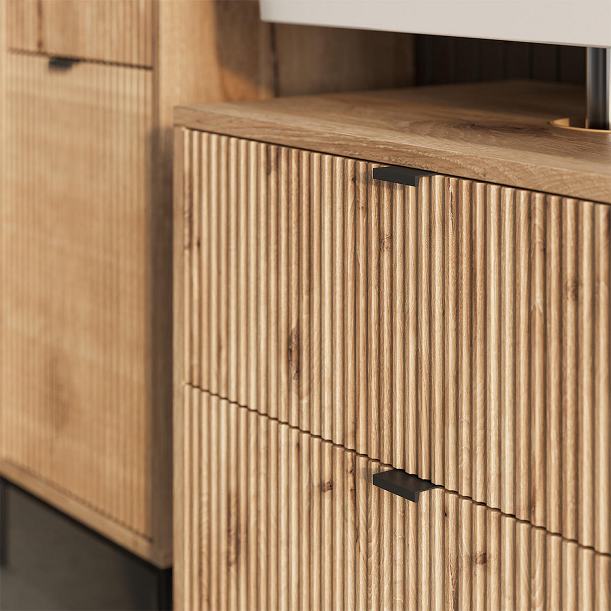 BADMÖBEL-SET Eliza Viking Oak 5 Teile - Eichefarben, Holzwerkstoff (70/63/45.1cm) - Vicco