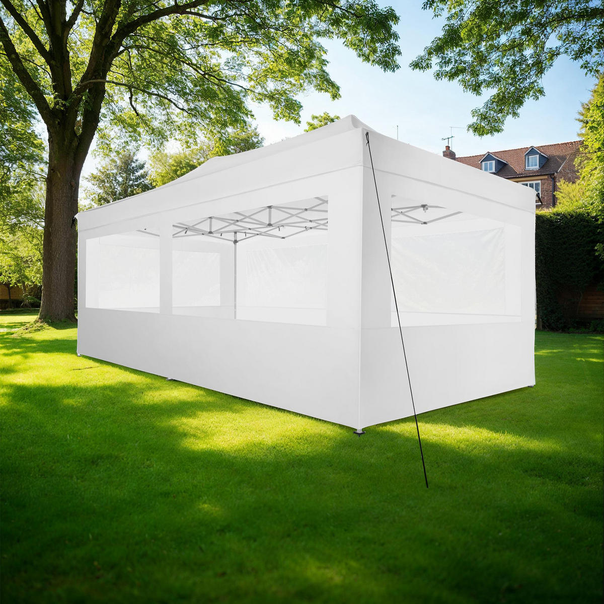 PAVILLON Viola,inklusive Spannseile, Heringe und Tragetasche,weiß - Weiß, Kunststoff (300/280/600cm) - tectake