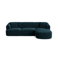 MODULARES-ECKSOFA rechts Campi aus Samt petrol 4 Sitzplätze - Petrol, Textil (156/256cm) - Cosmopolitan Design