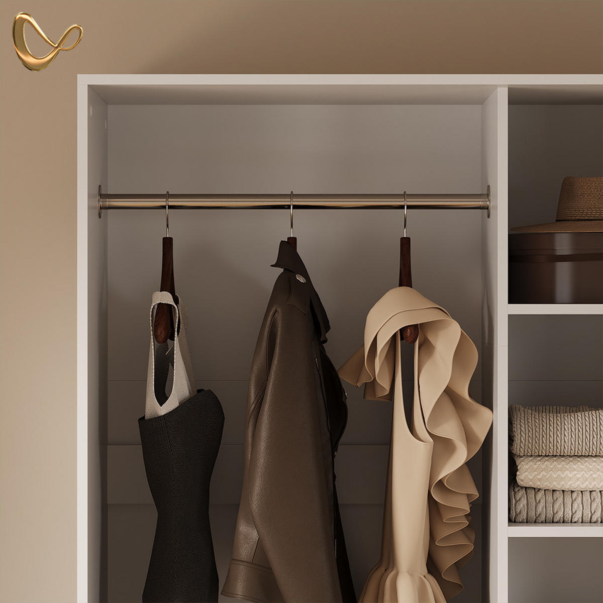 GARDEROBA Trento Bela Komplet 2 - bela, leseni material (100/200/50cm) - Livinity®