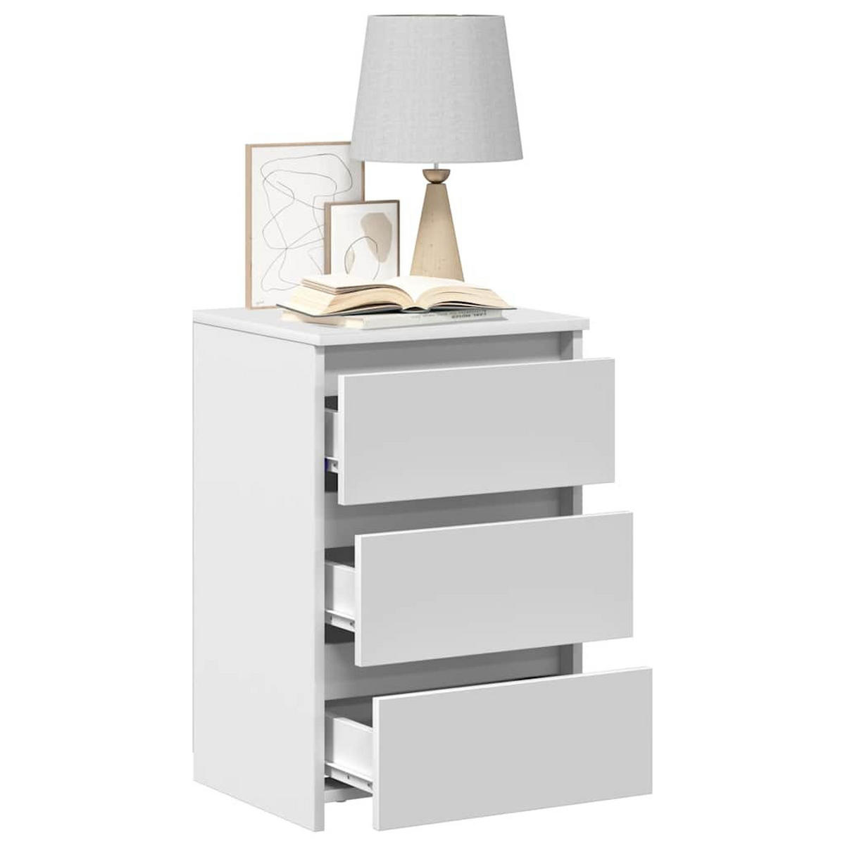 NACHTTISCH 2 Stk. mit 3 Schubladen 40/35/62,5 cm aus Holzwerkstoff in Weiß - Weiß, Holz (40/62.5/35cm) - vidaXL