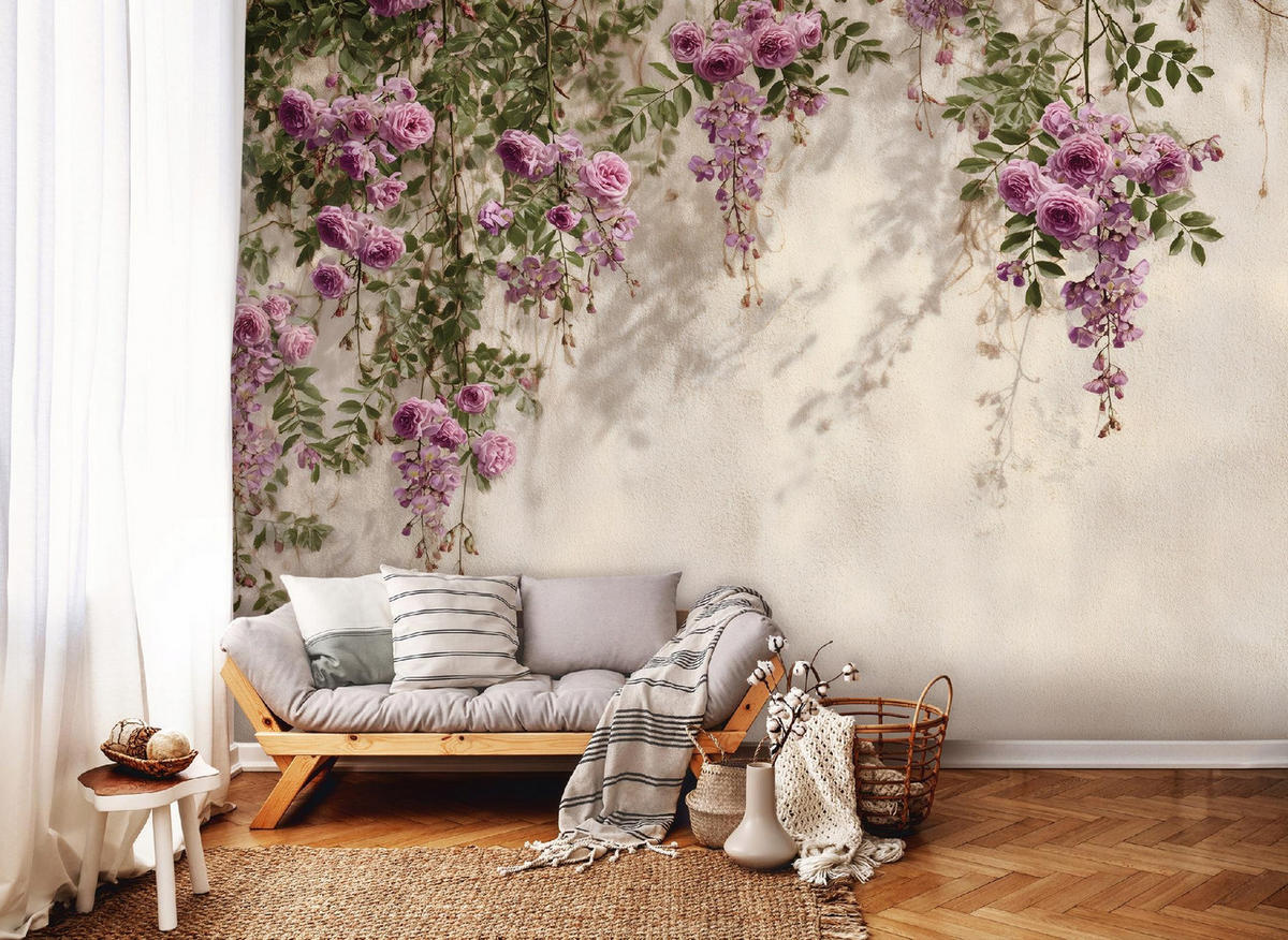 FOTOTAPETE Blumen Hängend Lila 150x105 cm - Multicolor, Papier (150/105cm) - Wallarena