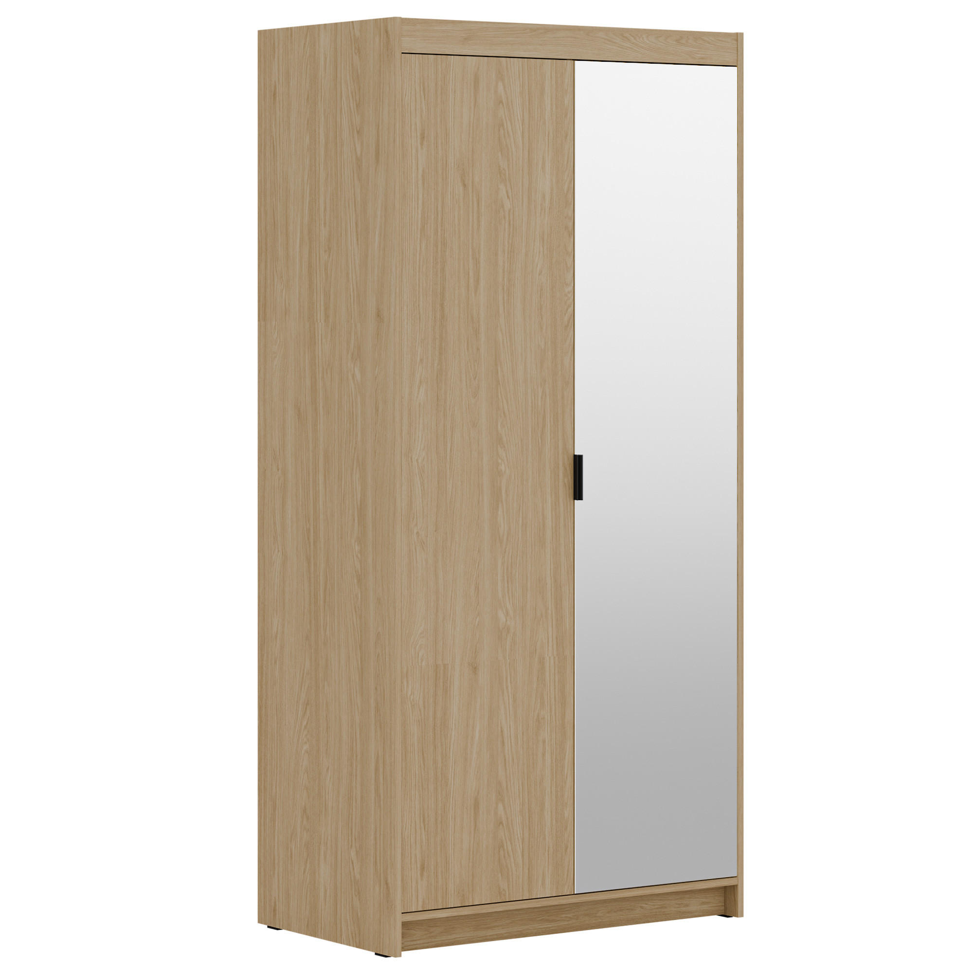 DREHTÜRENSCHRANK Elena mit 2 Türen und Spiegel, 90 cm, Eiche Geölt - Eichefarben, Holzwerkstoff (90/190/53cm) - Beautysofa
