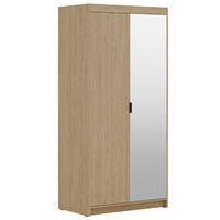 DREHTÜRENSCHRANK Elena mit 2 Türen und Spiegel, 90 cm, Eiche Geölt - Eichefarben, Holzwerkstoff (90/190/53cm) - Beautysofa