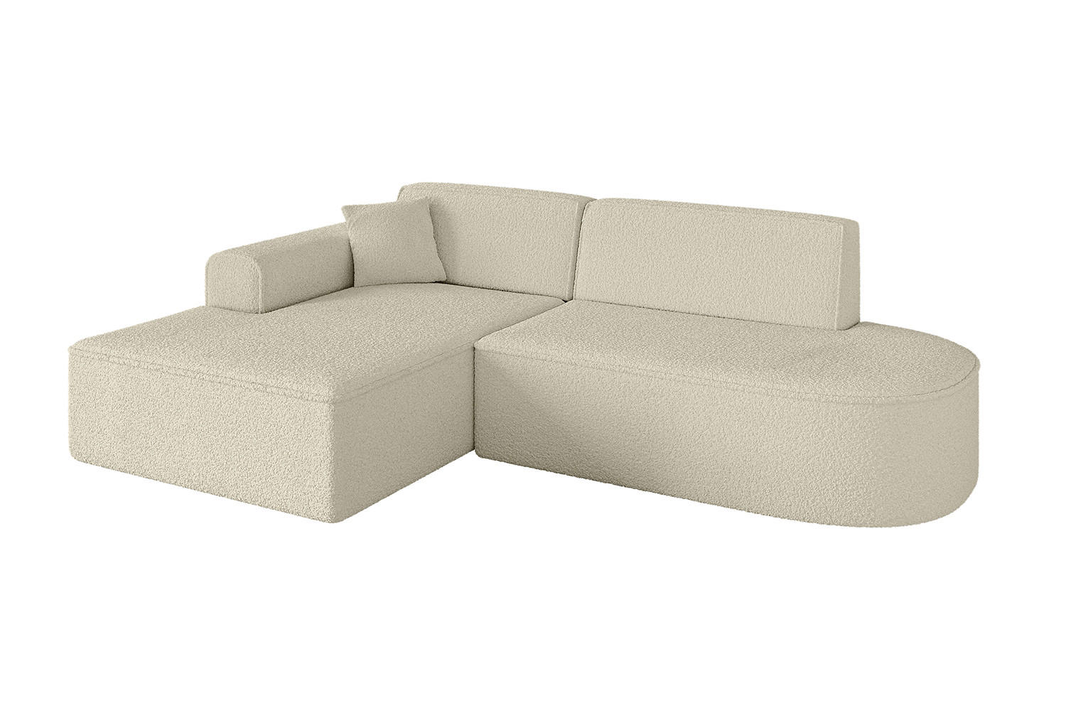 ECKSOFA Ottomane Links IREA-L1-v3 - 232x165x77 cm Beige - Hellbraun/Creme, Holzwerkstoff/Textil (232/165cm) - ALTDECOR