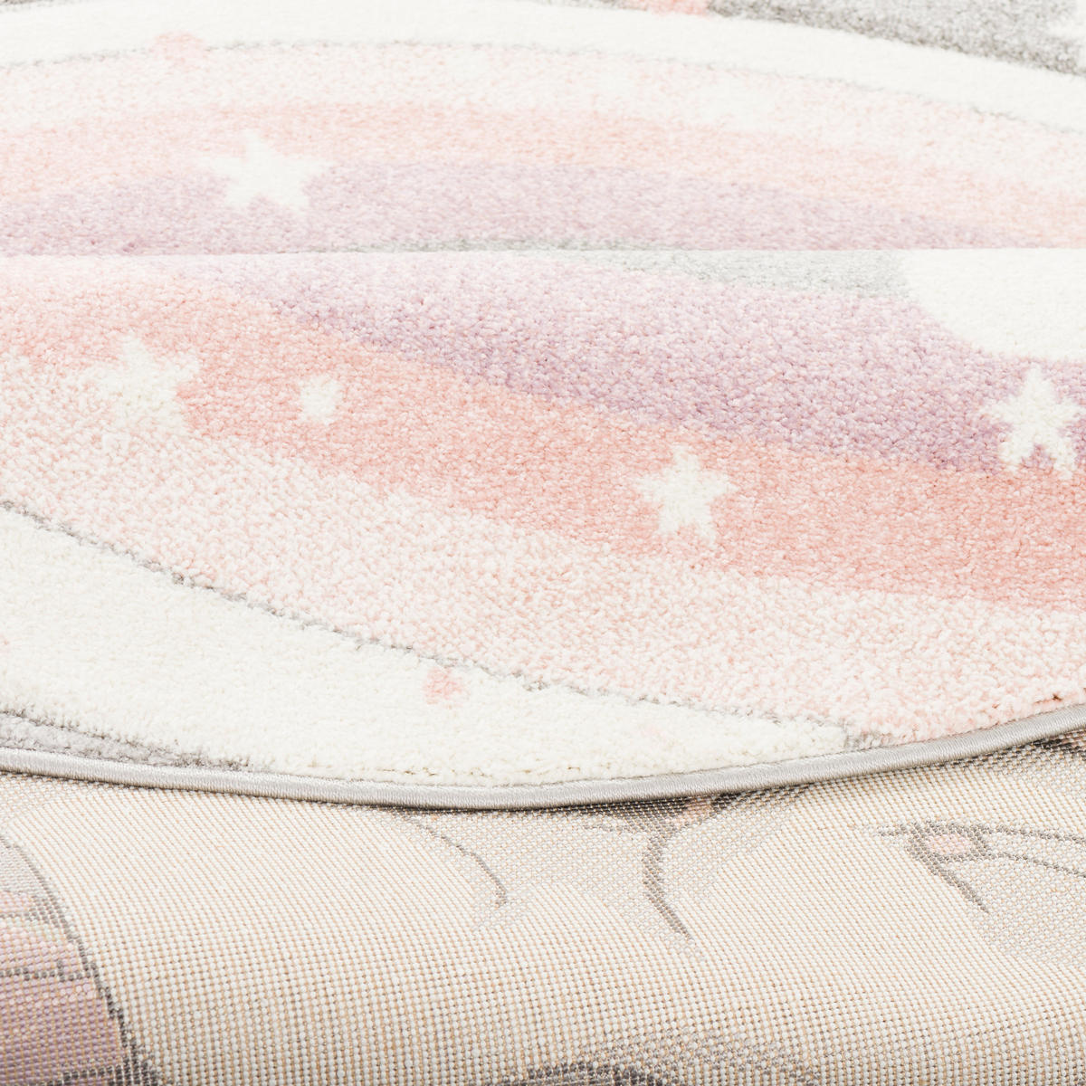 KINDER TEPPICH MAUI KIDS PASTELL EINHORN RUND - Grau, Textil (200/200cm) - Pergamon