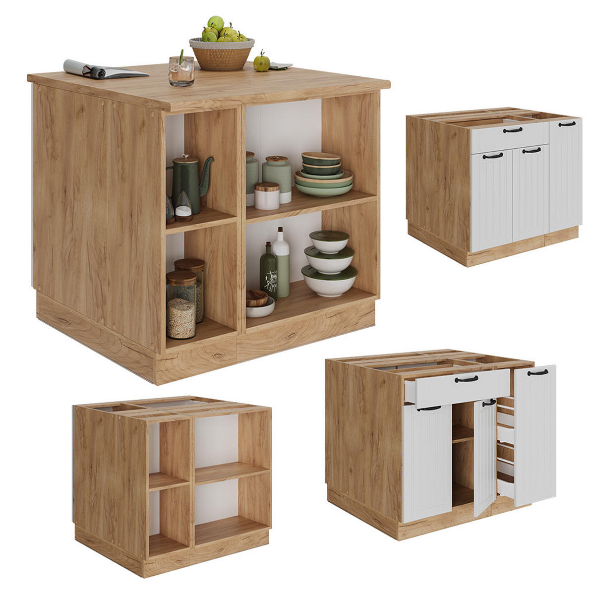 Honigeiche/Weiß, Holzwerkstoff (90/82/60cm) - Vicco