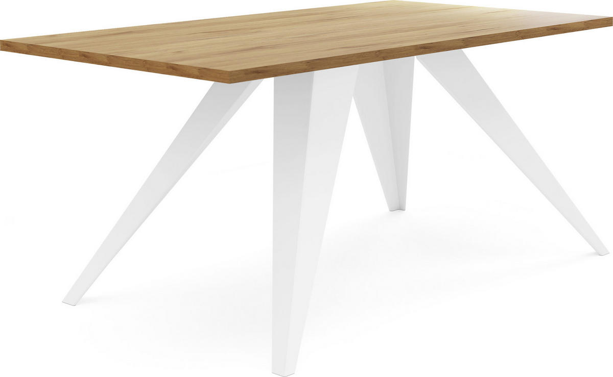 ESSTISCH Vance rechteckig, Lancelot Eiche 120/60/48 cm - Eichefarben/Weiß, Holzwerkstoff/Metall (60/120/48cm) - WFL GROUP