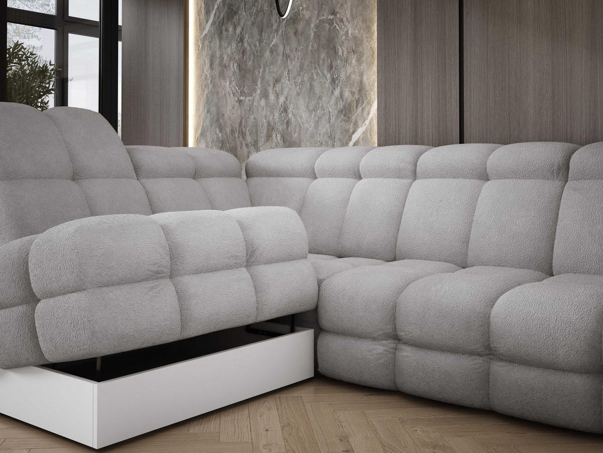 ECKSOFA TOLLO Anthology-stoff L-form 302x217x105 cm grau - Silbereichenfarben, Holz/Textil (302/217cm) - DomoHome