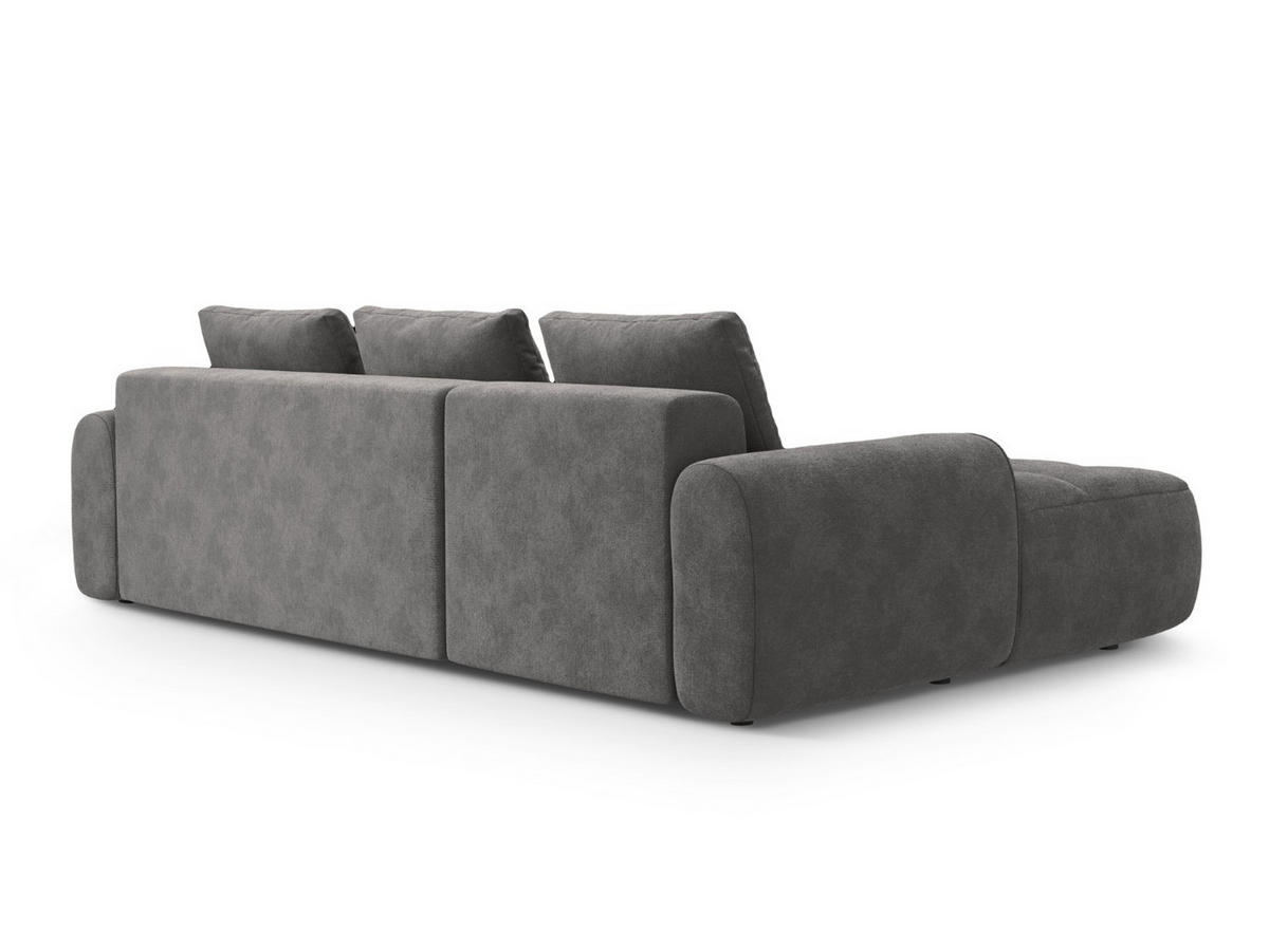 AUSKLAPPBARES-ECKSOFA links mit Container Linz aus Samt grau 3 Sitzplätze - Grau, Textil (142/275cm) - Cosmopolitan Design