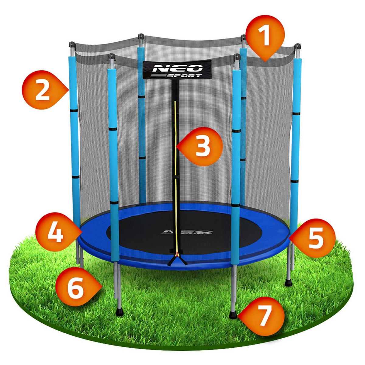 GARTENTRAMPOLIN für Kinder 140 cm 4,5 ft - Blau, Metall (140/140cm)