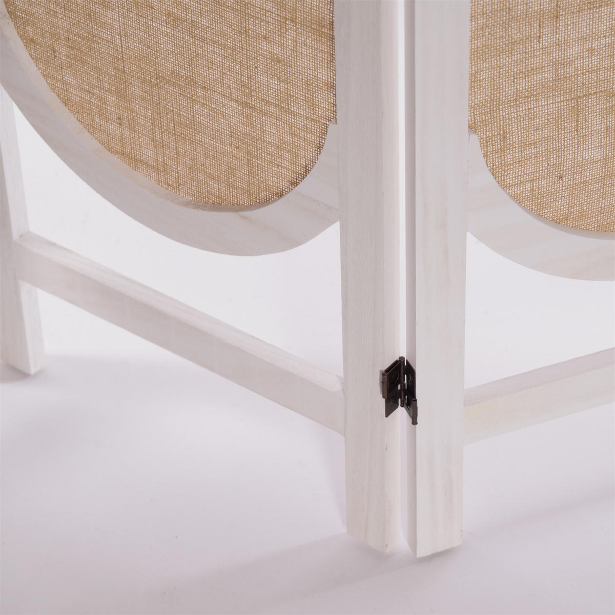 RAUMTEILER Arco 3-tlg. Leinen, Holz weiß-natur - Weiß, Holz (120/170/2cm) - CREEDWOOD