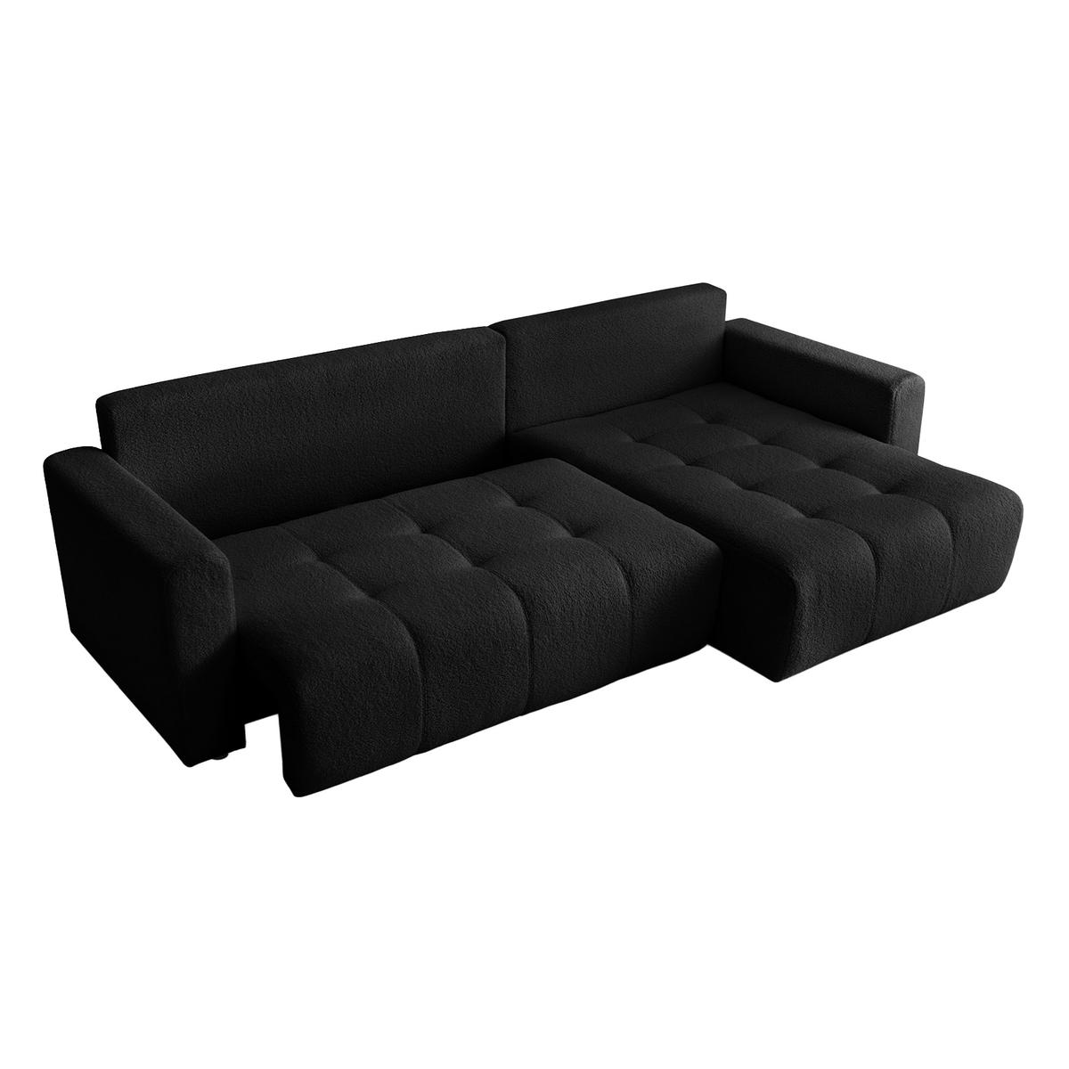 ECKSOFA WALONGO mit Schlaffunktion, Schwarz - Schwarz, Textil (261/143cm) - Fedve