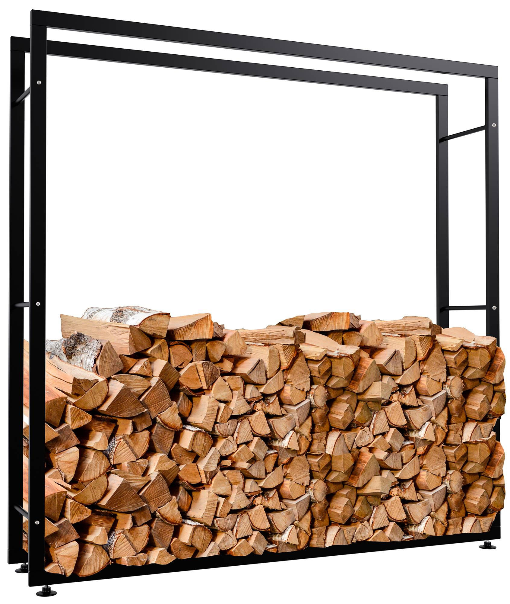 KAMINHOLZREGAL 150/25/150 cm Metall schwarz - Schwarz, Metall (150/150/25cm) - CLP