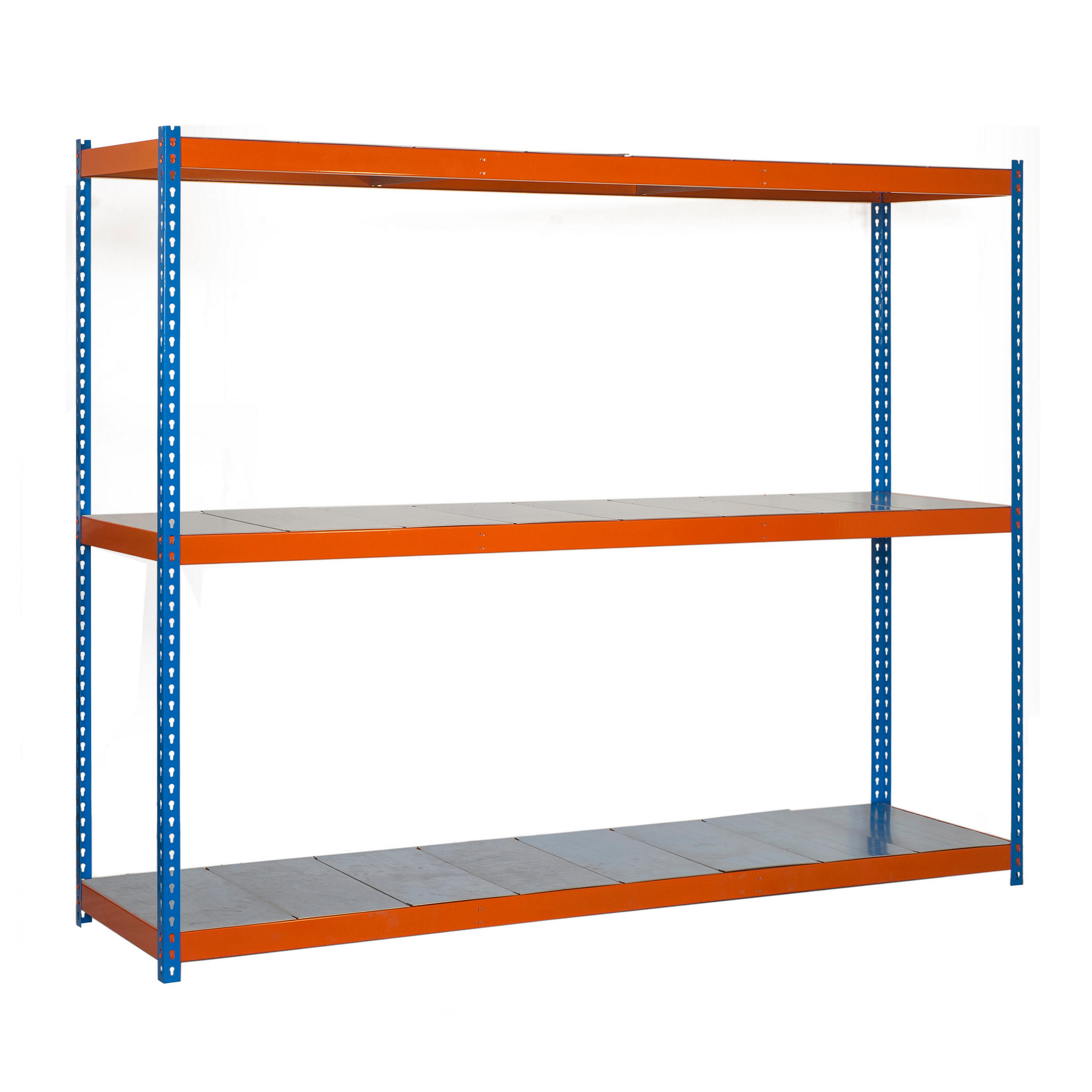 SCHWERLASTREGAL Metal Beast Three HxBxT 150 x 120 x 75 cm 3 Ebenen Fachlast 600 kg Blau-Orange - Gelb, Metall (120/150/75cm) - PROREGAL