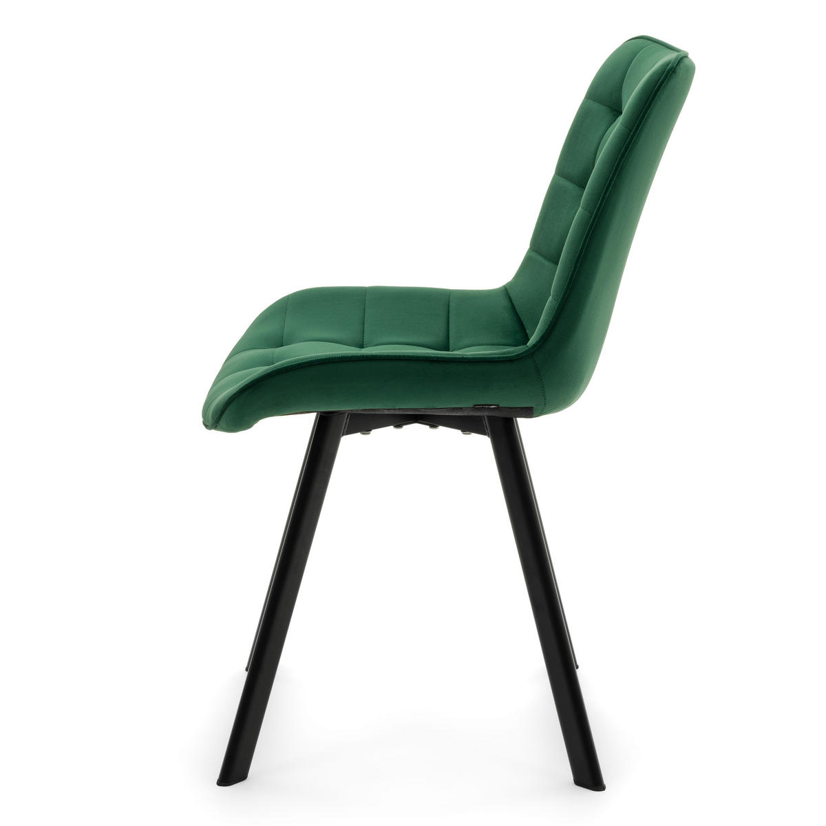 STUHL TORI gepolsterter mit Steppung - grün - Samt Velour - Schwarz/Grün, Textil/Metall (53/86/60cm) - NEW HOME