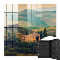 SCHLÜSSELBOX Schwarz 30x30 cm- Türöffnung nach rechts - Toskana-Landschaft - Grün, Metall (30/30/5cm) - TULUP