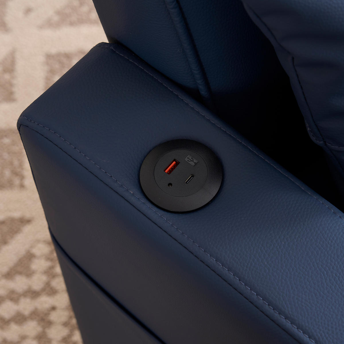 SCHLAFSESSEL DE-35007 3-in-1 mit USB und Getränkehaltern Blau - Blau, Metall (87/84/74cm) - ComfortXL
