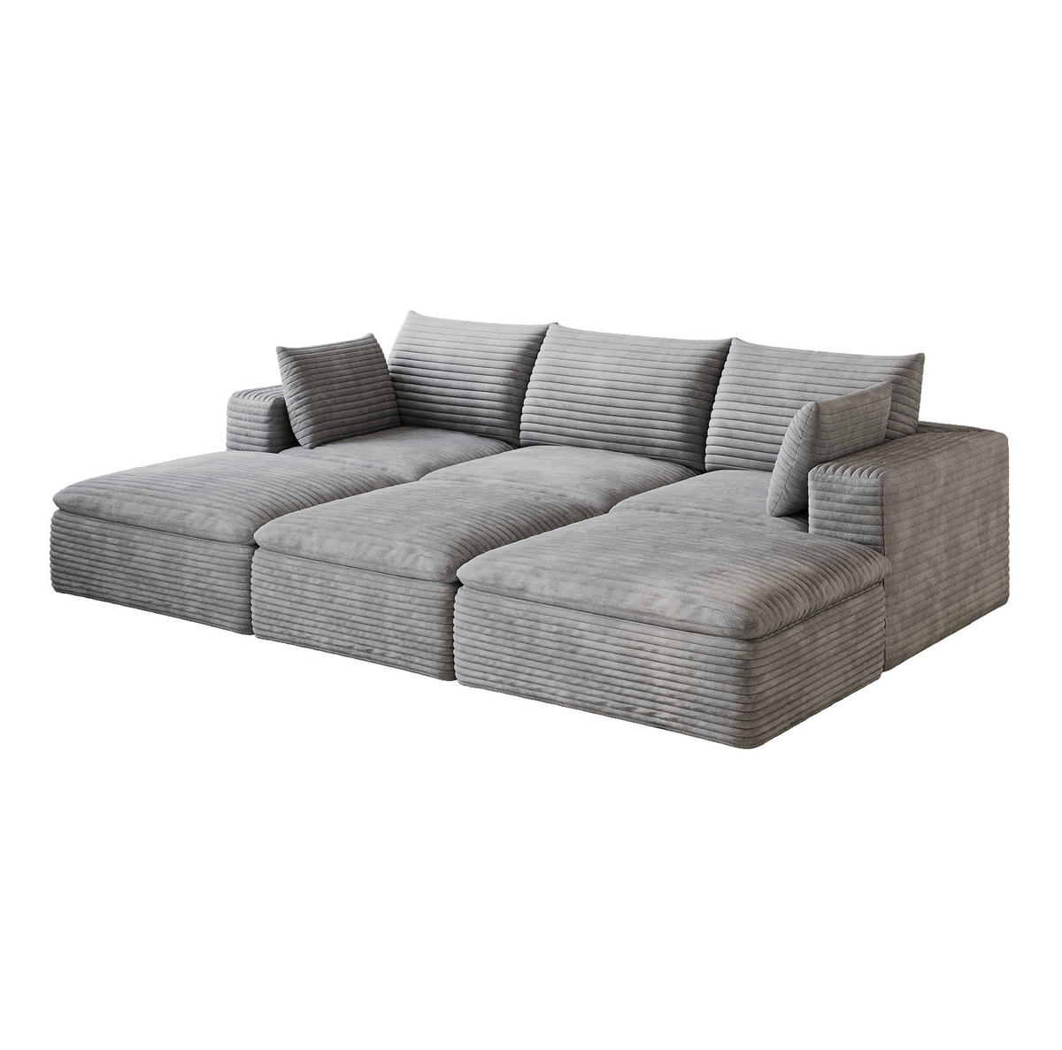 SOFA modular 260 cm Stoff Grau - Grau, Kunststoff (160/60/260.2cm) - Meubliv