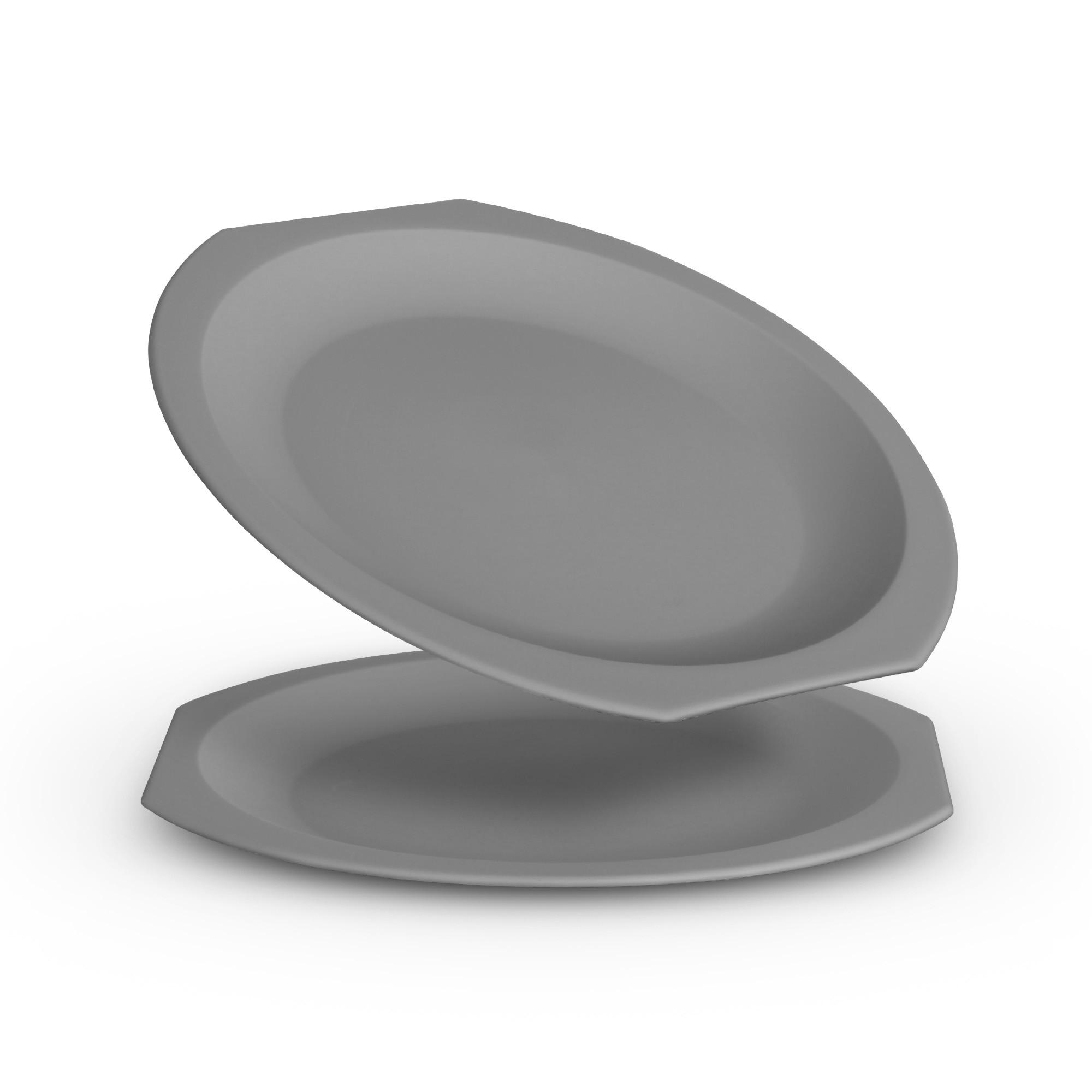 TELLERSET Kunststoff Ø23 cm Grau 2er-Pack - Grau, Kunststoff (23/1.2/23cm)