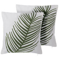 DEKOKISSEN 2er-Set Dunkelgrün 45/45 cm Azami - Dunkelgrün, Naturmaterialien/Textil (45/45cm) - Beliani