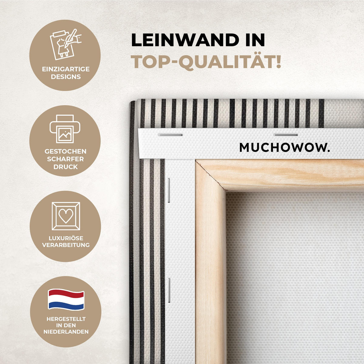 LEINWANDBILD Abstrakt - Japandi - Beige - Modern 60x80 cm - Schwarz, Textil (60/80cm) - MuchoWow