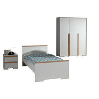 KINDERZIMMER komplett Set 3-tlg. Kariotta 13 Weiß Griffe Massivholz - Buchefarben/Weiß, Holzwerkstoff (399/1/193cm) - 58aufmkessel