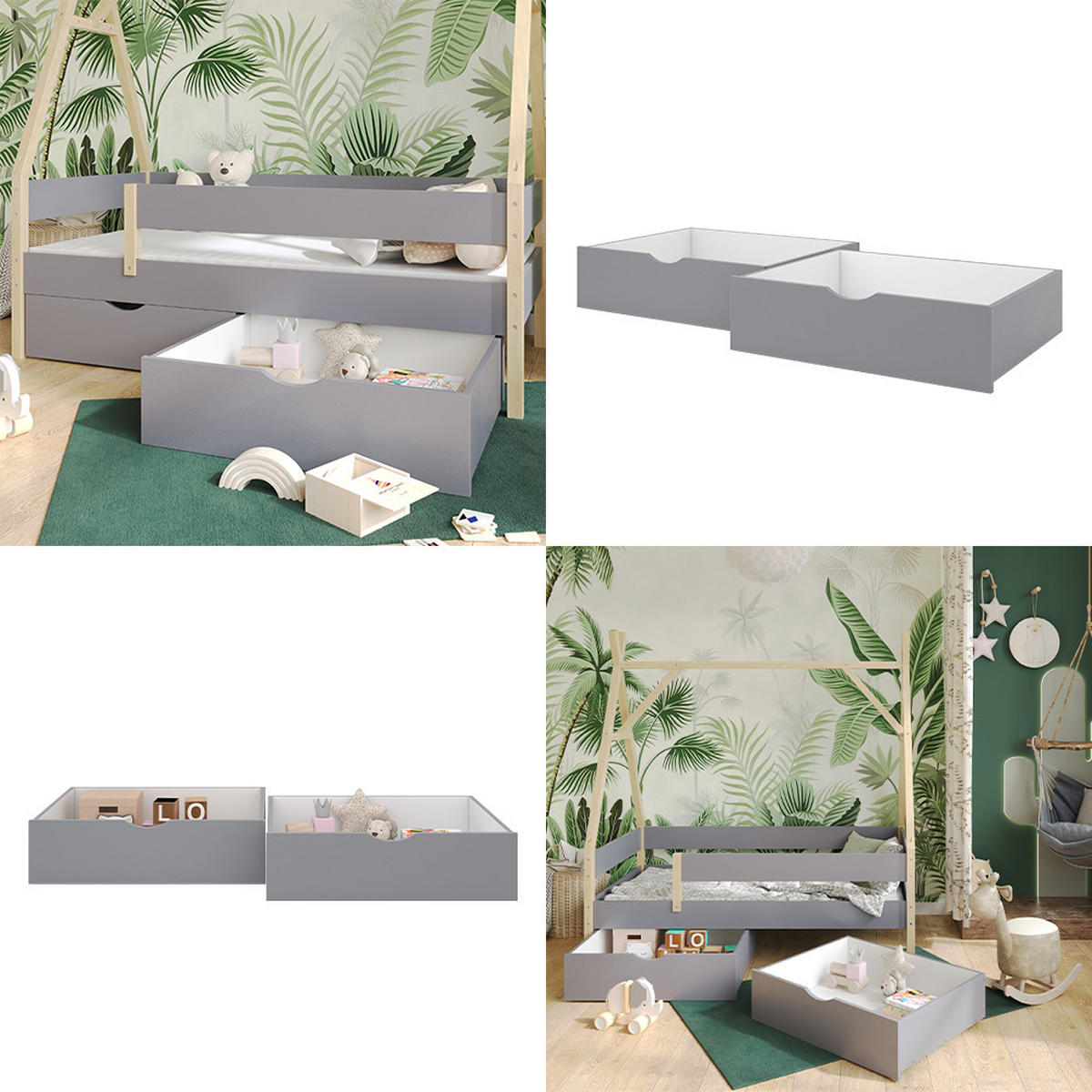 ROLLSCHUBLADE Bali Grau 78 x 61.8 cm 2er Set - Grau, Holzwerkstoff - VitaliSpa
