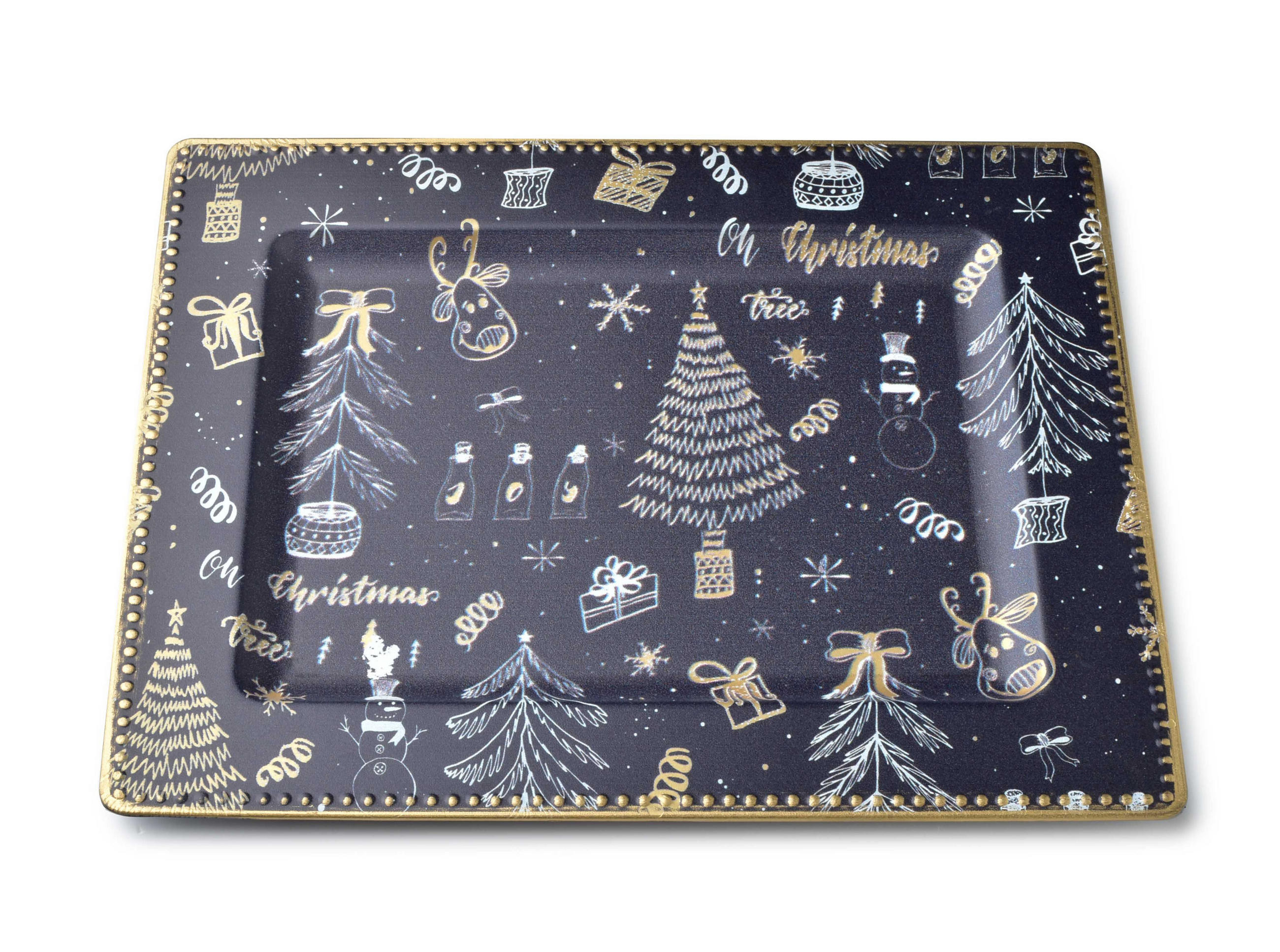 DEKOTABLETT Blanche Festive Schwarz 31.5/25/1.5 cm Kunstoff - Schwarz, Kunststoff (31.5/1.5cm) - Mondex