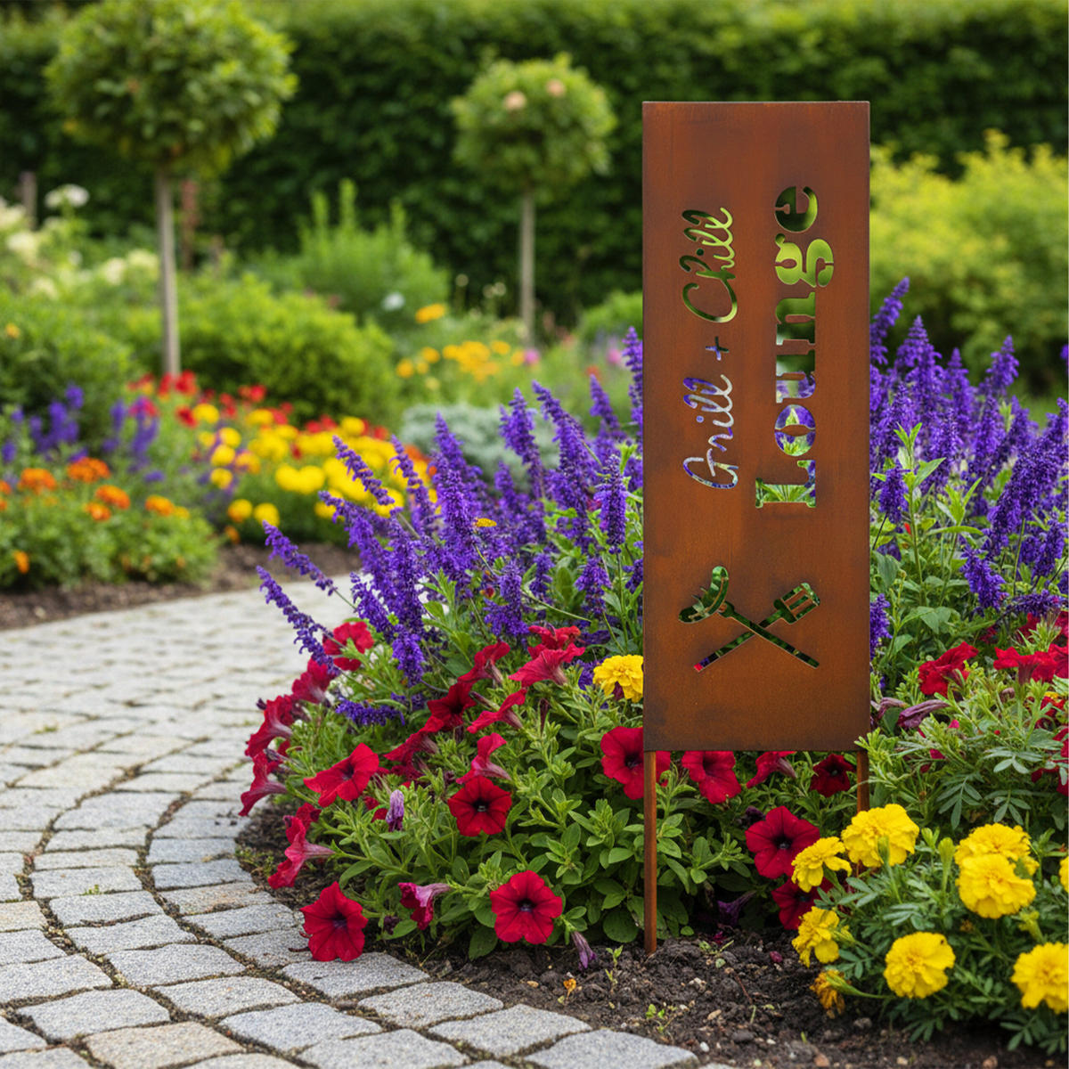 EDELROST-GARTENDEKO - Braun, Metall (1.5cm) - Relaxdays