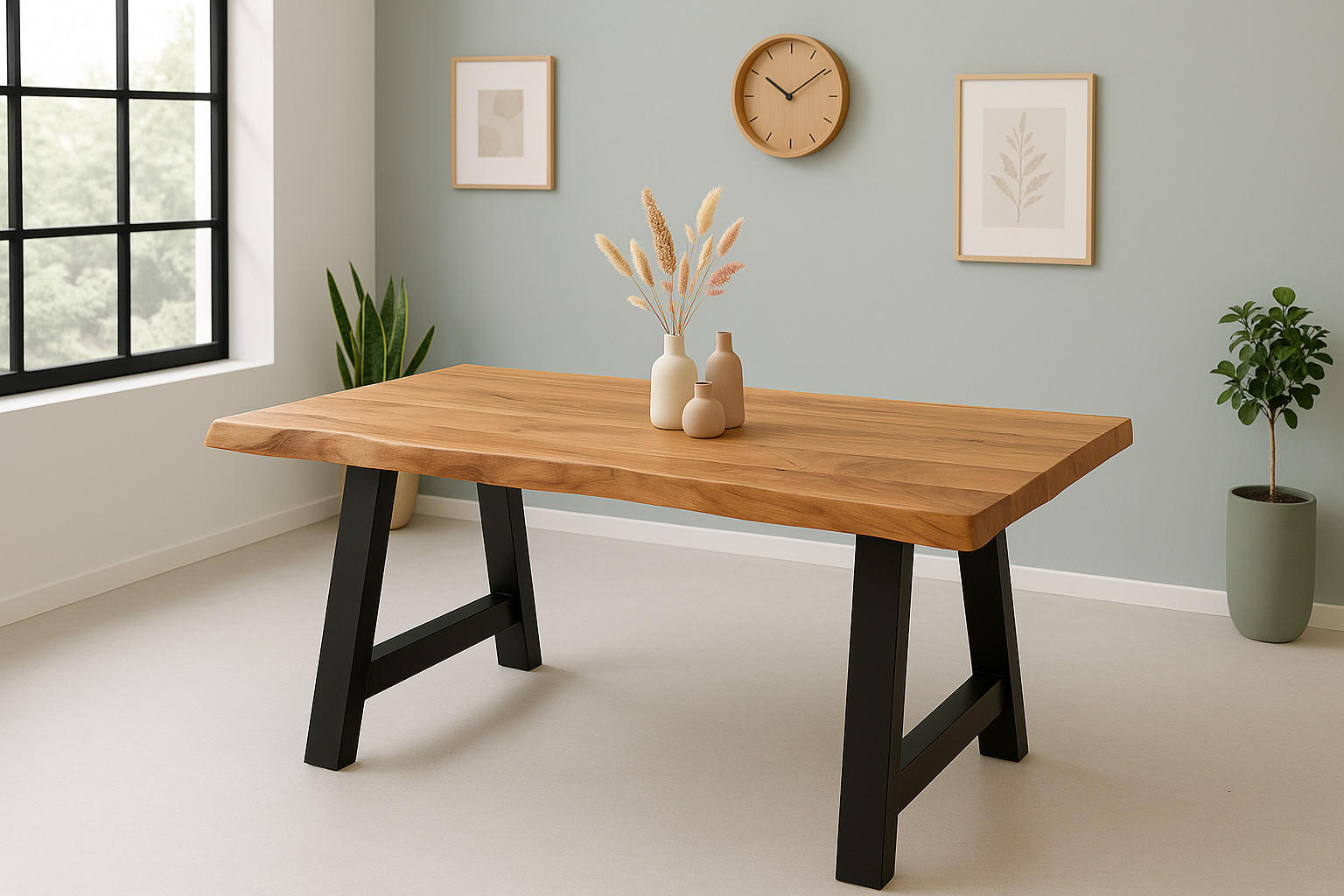 ESSTISCH CALI - Beige/Schwarz, Holz/Metall (80/120/77cm) - SAM