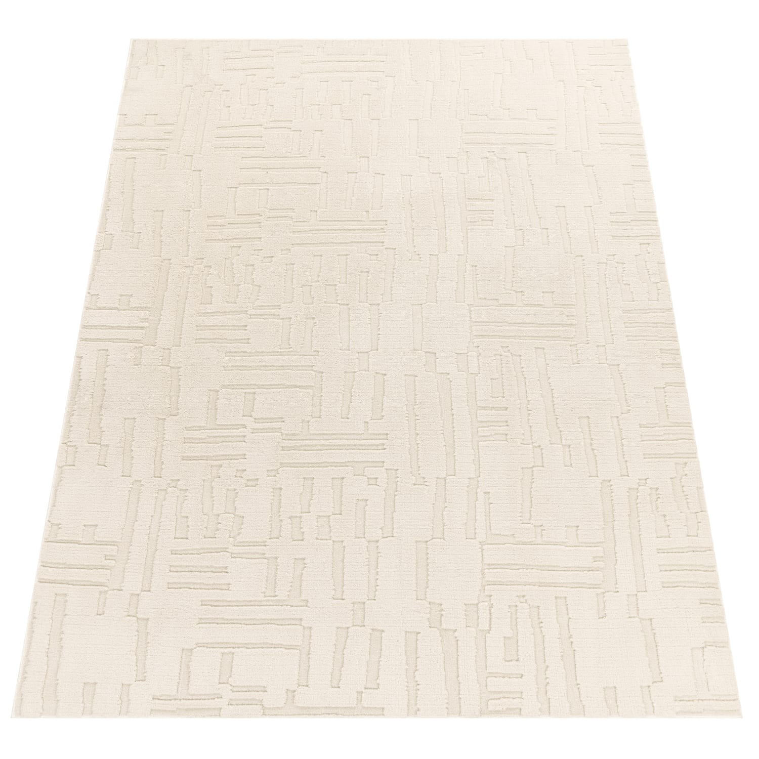KURZFLORTEPPICH, mit Struktur, aus Polyester, Florhöhe 12 mm, Creme, 120 x 160 cm - Beige, Textil (120/160cm) - KADIMA DESIGN