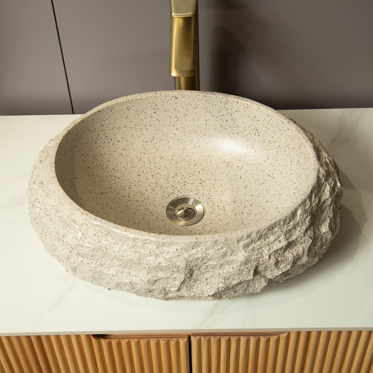 AUFSATZBECKEN Beige 45/32/15 cm - Beige, Holz (45/15/32cm) - PANGIVO