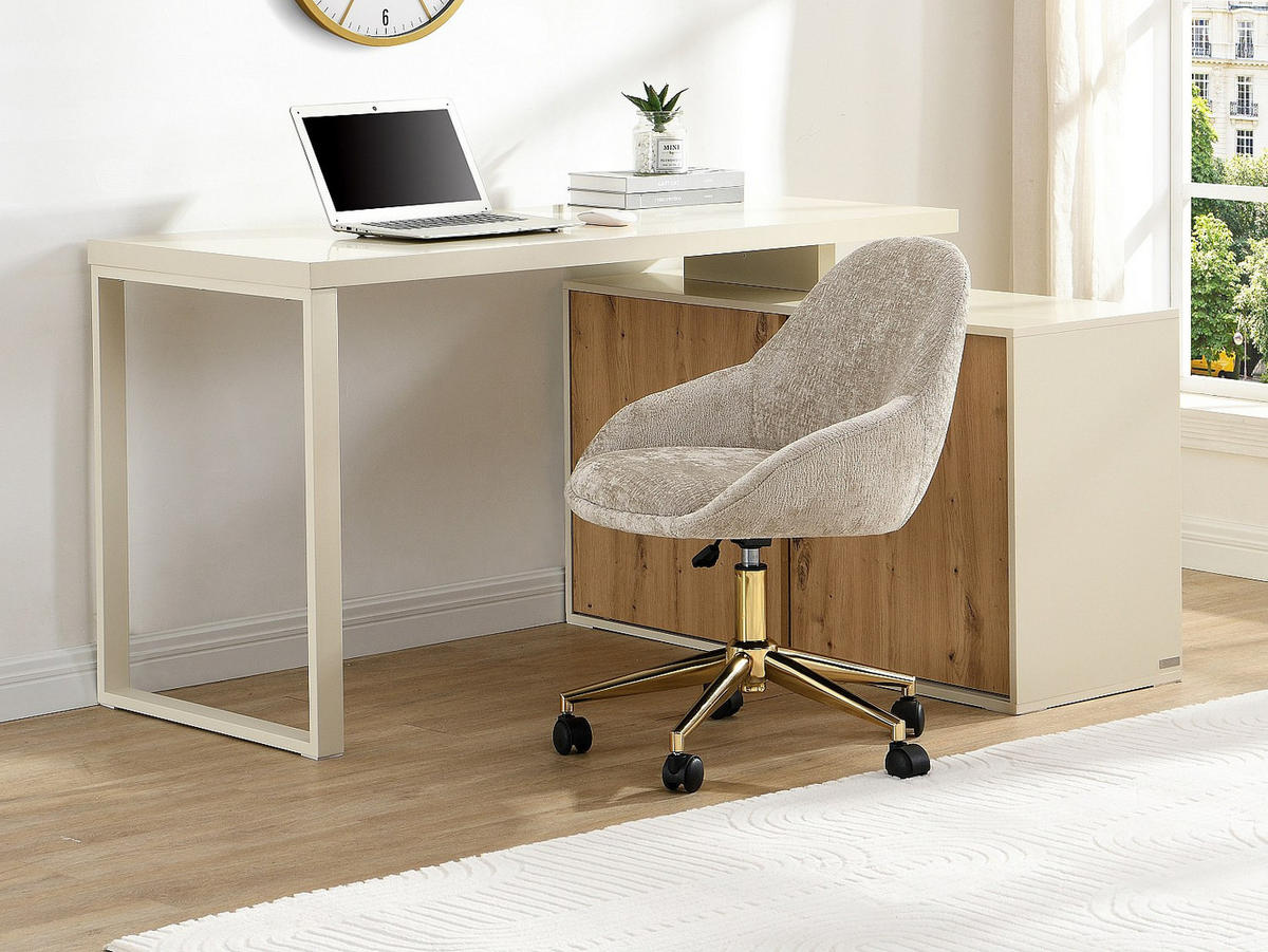 ECKSCHREIBTISCH mit Stauraum - MDF - Beige und Naturfarben - LONAMI - Beige, Holz (110/140/76cm) - Vente-Unique