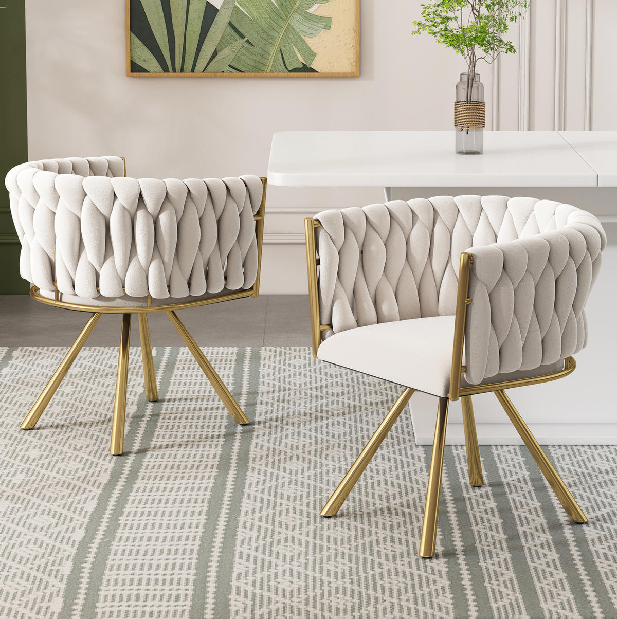 ESSZIMMERSTUHL drehbar Samt Beige Gold 2er-Set - Beige, Metall (54/72/59cm) - Meubliv