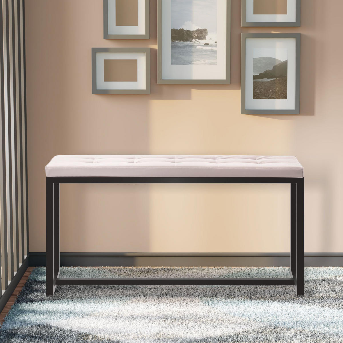 SITZBANK 100/40 cm Kunstleder grau - Schwarz/Grau, Textil/Metall (100/48/40cm) - CLP