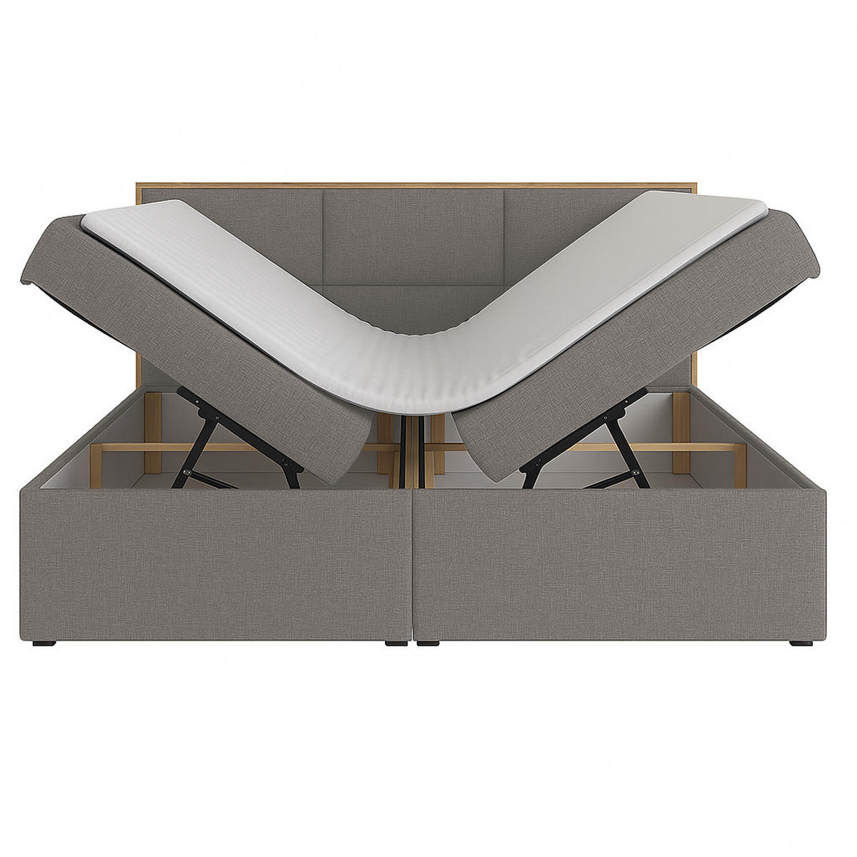 BOXSPRINGBETT ELMA mit Topper und Bettkasten, Braun, 120x200 cm - Braun, Textil (120/200cm) - KS Home Concept