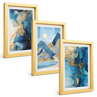 BILDER SET 3er Set - 20x30 cm Goldrahmen - Abstrakte Muster der Blue Mountains - Goldfarben, Kunststoff (20/30cm) - TULUP