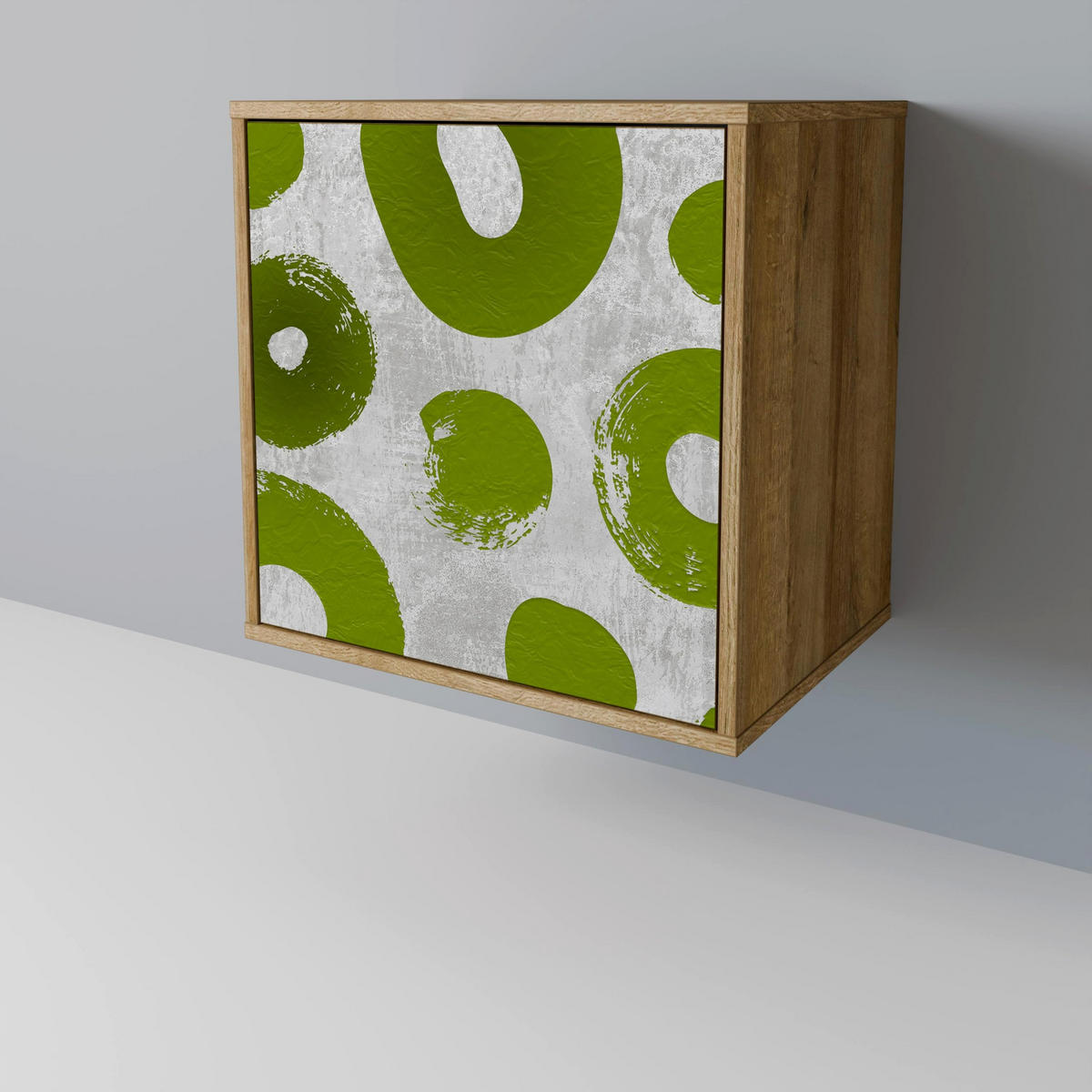 SIDEBOARD GREEN RHAPSODY, Eichefarben, 57,5x42x72,5 cm, Schwarze Metallfüße - Eichefarben/Multicolor, Holzwerkstoff/Metall (57.5/72.5/42cm) - SpaceRebels